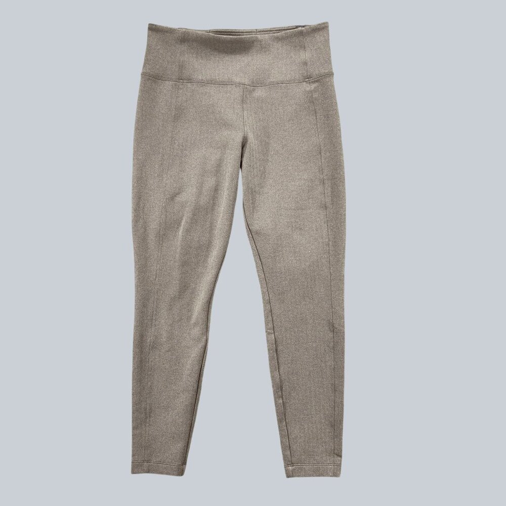 Athleta Delancey Herringbone Pants Beige Pockets Elastic Waist Womens M